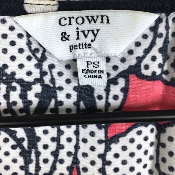 CROWN & IVY Tank Top Blouse Dot Elephants Soft Lightweight Petite Size Small PS - Picture 5 of 11